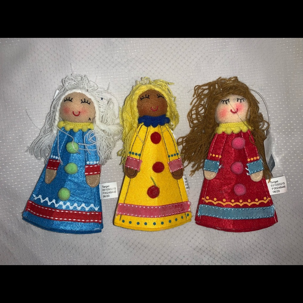 2020 Lot Of 3 Christmas Holiday Felt Girl Ornaments Wondershop Target NEW